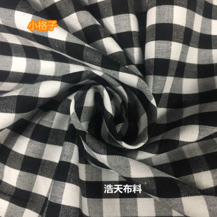纯棉格子衬衣连衣裙面料 男女款衬衣梭织全棉衬衫黑白格子面料