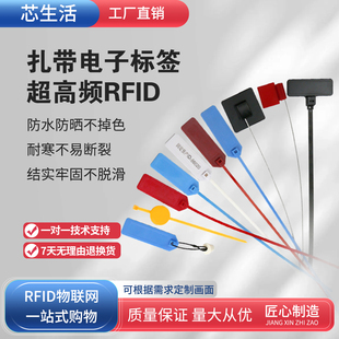 RFID超高频扎带标签鞋袜服装防伪电缆物管理吊挂式可拆卸重复使用