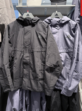 Adidas阿迪达斯男子加绒外套25秋冬款保暖防风户外连帽夹克KB7624