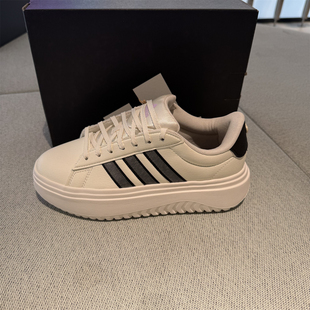 Adidas阿迪达斯女子厚底增高休闲鞋GRANDCOURT网球运动板鞋JS1832