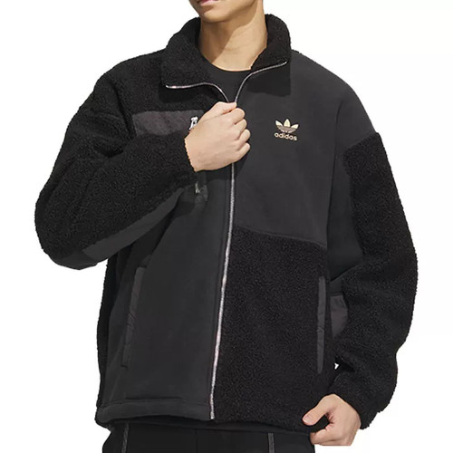 正品Adidas阿迪达斯三叶草秋冬季男子仿羊羔绒运动夹克外套HY7285