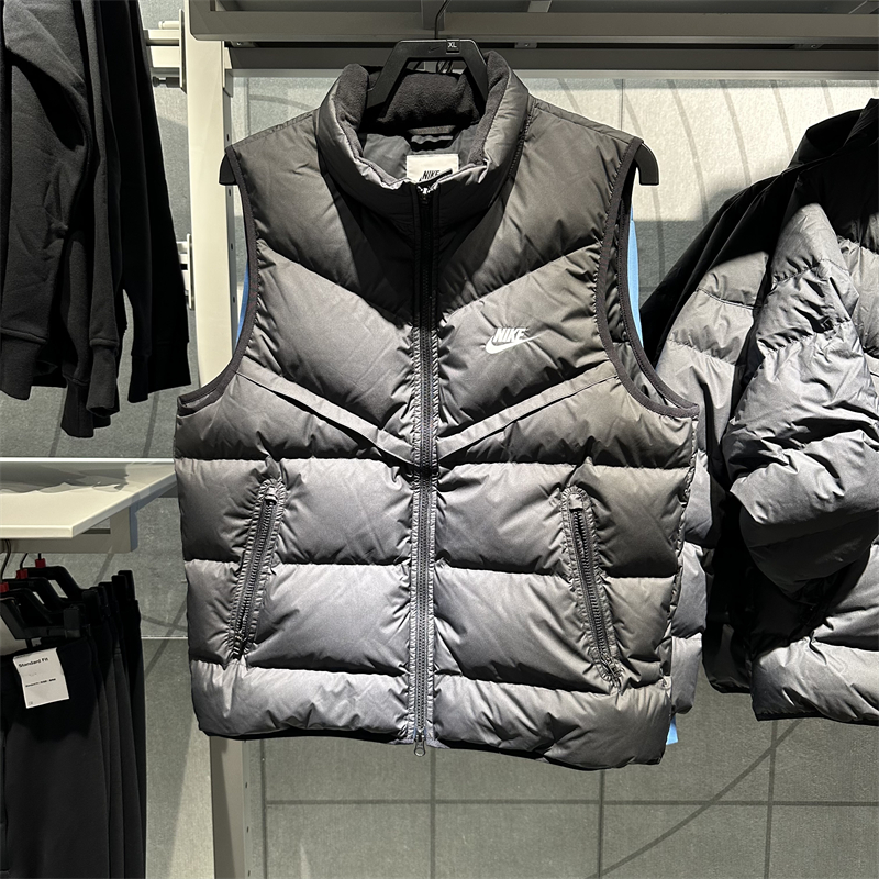 正品Nike耐克男子羽绒服马甲2024冬新款风行者防风无袖背心FB8184