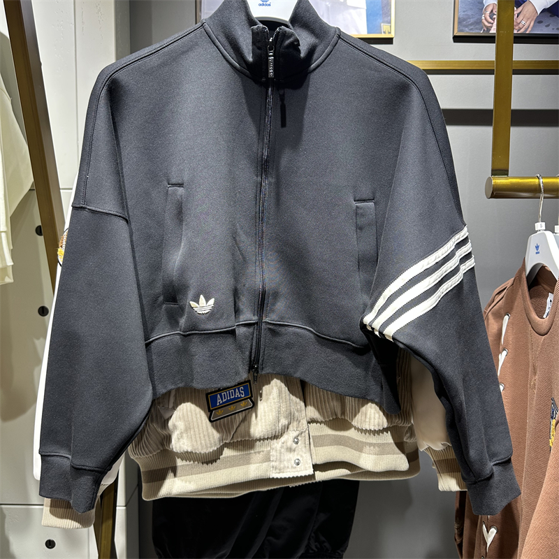 正品Adidas/阿迪达斯三叶草秋季女子宽松休闲运动保暖夹克 IB7317
