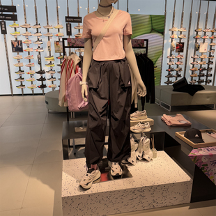 Adidas阿迪达斯女直筒宽松工装休闲裤2025春夏款降落伞长裤JZ2171