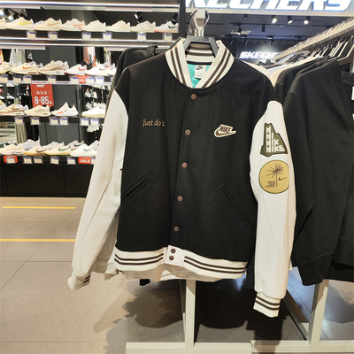 正品Nike/耐克男印花秋冬运加绒保暖夹克衫动棒球棉服FV4026-010