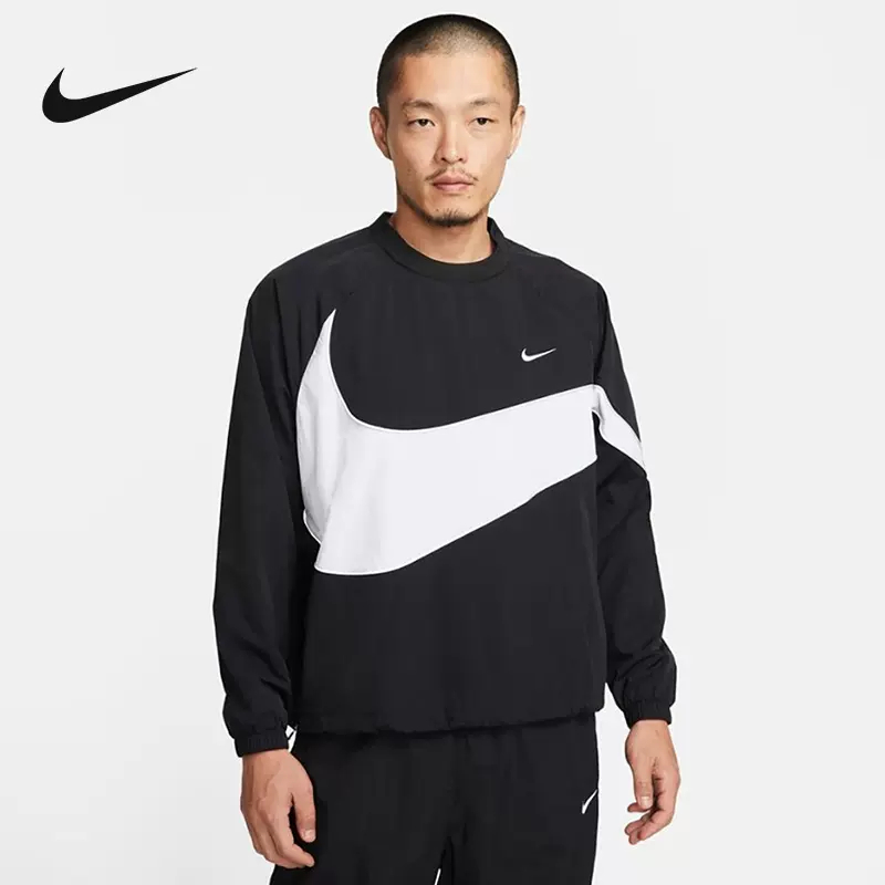 正品Nike/耐克男子卫衣SWOOSH大勾宽松运动圆领套头卫衣 DX0661
