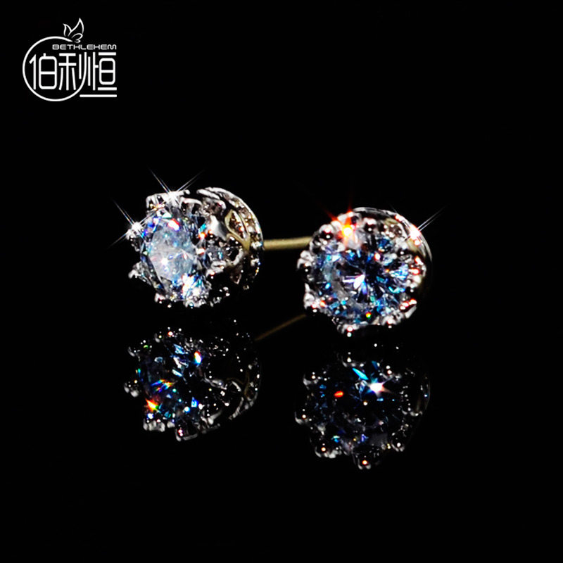 艾丝雅皇冠925银超闪耳钉