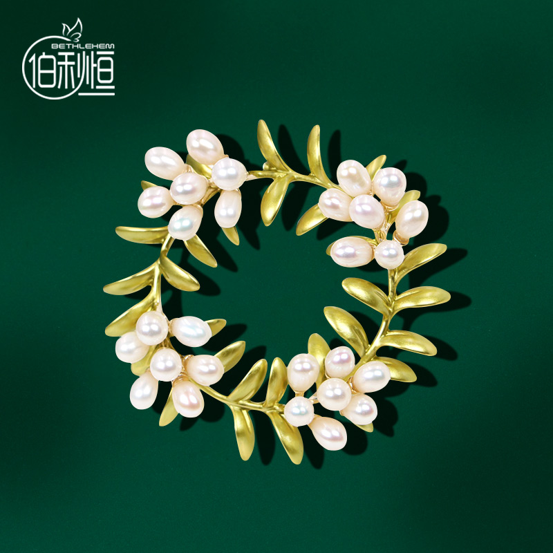 艾丝雅和平橄榄枝复古胸针