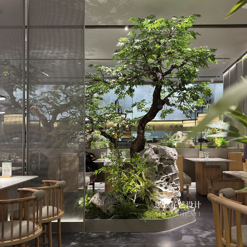 仿真枫树茶室造景装饰假树室内外绿植景观摆餐厅假精品海岛春花树