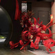 新年春节红色主题仿真插花造景装 饰线条高端花艺橱窗商场摆件定制
