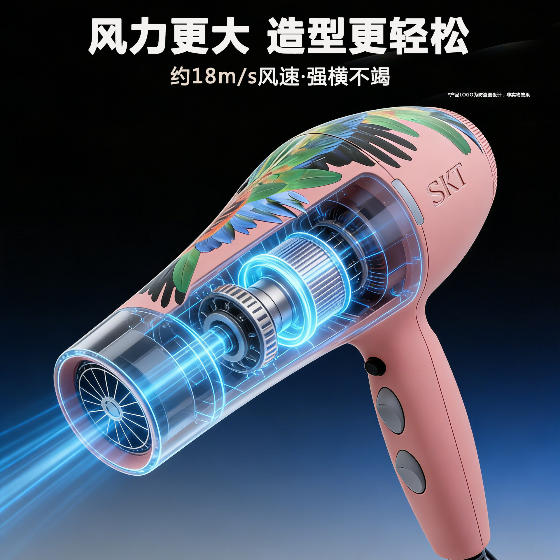 德国SKT鹦鹉吹风机2400瓦大风力