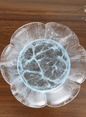 琉璃粉烧花盘文房茶室盘果盘茶具