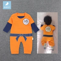 Quần áo trẻ em mùa xuân và mùa thu mẫu cotton 0-3 tháng nam bé Goku bảy hạt rồng jumpsuit dài tay 9 romper sơ sinh - Áo liền quần quần áo em bé