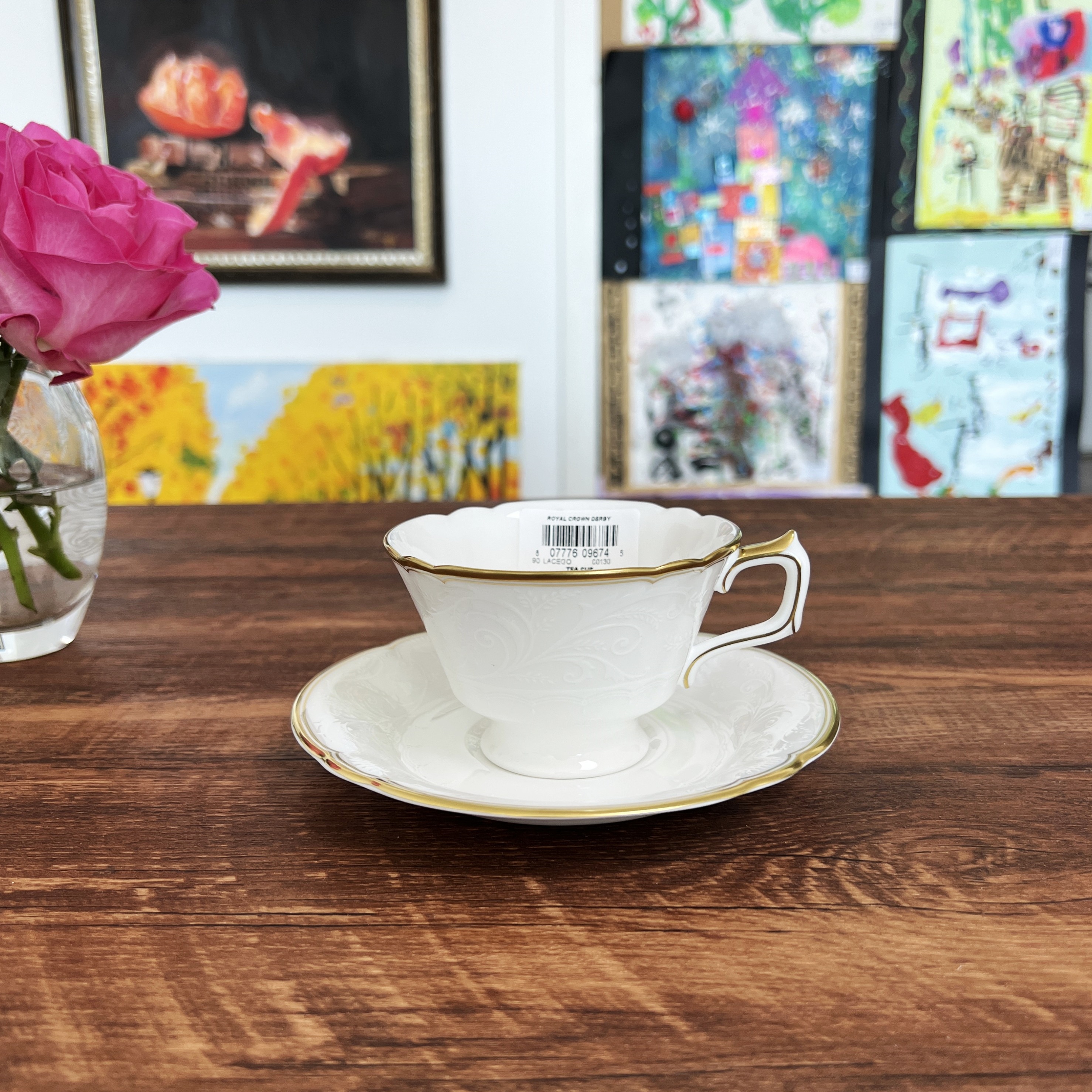 英式手绘纯白茶杯碟欧式