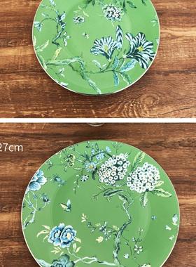 礼品礼物礼盒装Wedgwood 翠玉凤凰 绿色23cm/27cm骨瓷平盘 西餐盘