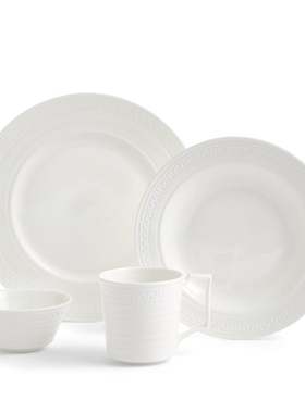 现货 礼盒装 WEDGWOOD意大利浮雕Intaglio骨瓷餐具套装碗盘4件套