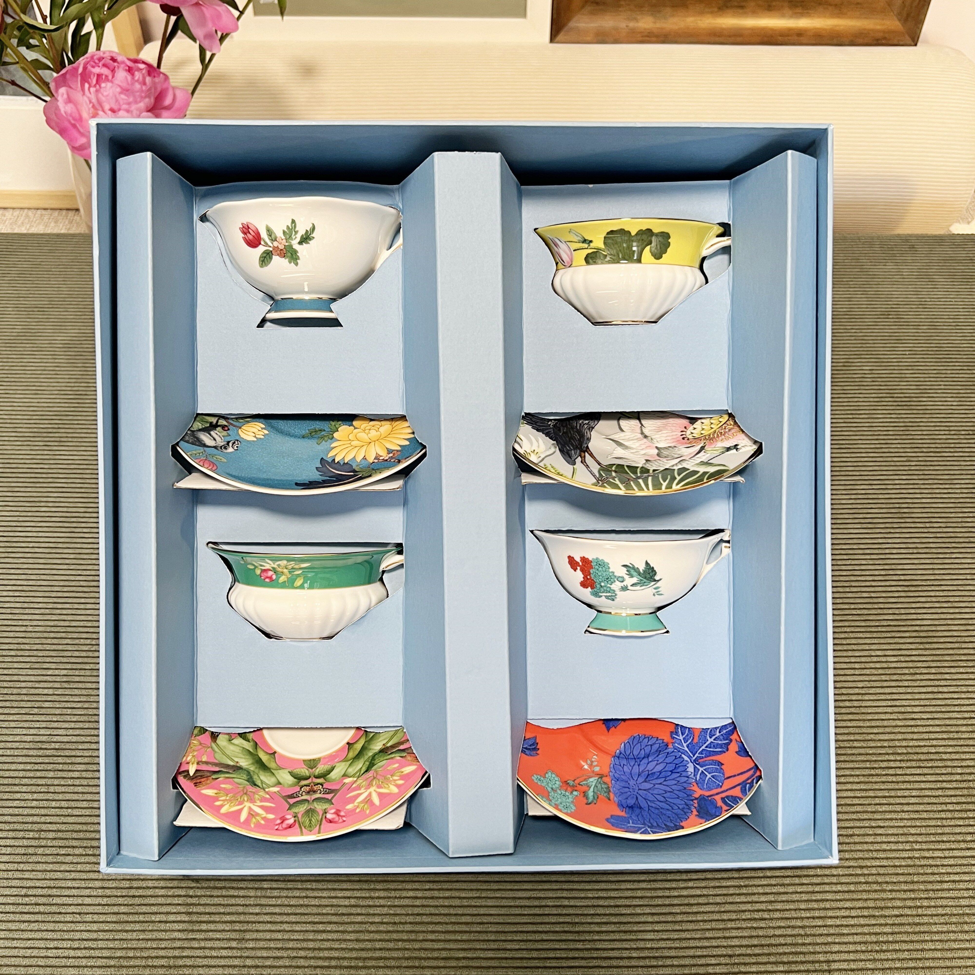 现货 礼盒装wedgwood漫游仙境新款茶杯碟骨瓷欧式四杯四碟组合