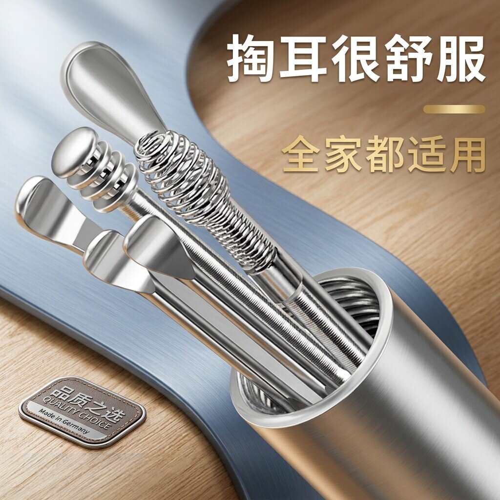 日本进口MUJIE挖耳朵神器家用扣随身携带采耳专用工具挖耳勺套装