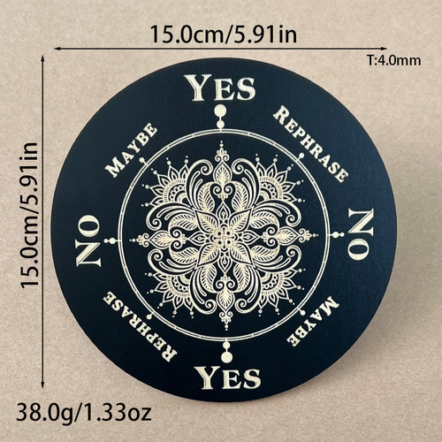 灵摆表盘木质指示雕刻纹理灵摆盘调频水晶底座SRT疗愈工具黑色