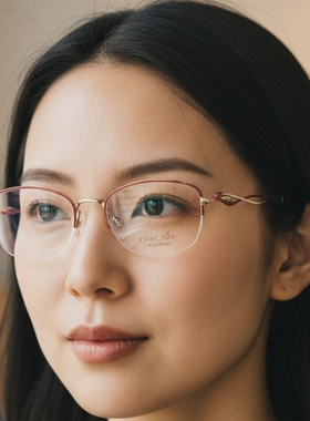 日本CHARMANT夏蒙眼镜架近视超轻半框金丝气质小脸眼镜框女款2907