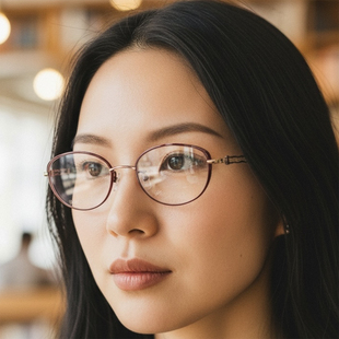 日本Charmant夏蒙眼镜框线钛女款 小脸眼镜架1710 超轻纯钛全框时尚