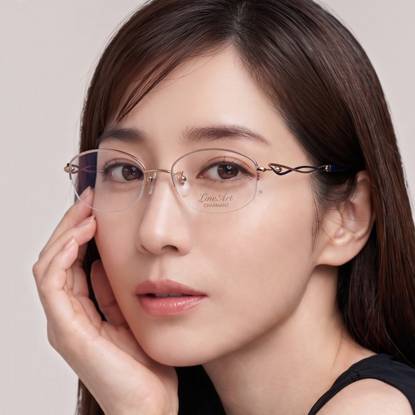 charmant夏蒙眼镜架女纯钛无框商务心弦超轻线钛配近视眼镜框1637