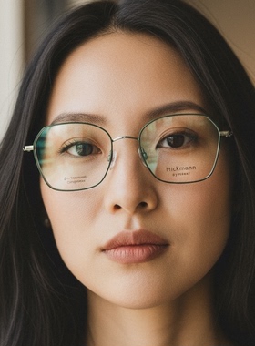 Hickmann海歌漫眼镜框女款方形超轻纯钛全框时尚高级感眼镜架1246