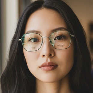 Hickmann海歌漫眼镜框女款 高级感眼镜架1246 方形超轻纯钛全框时尚