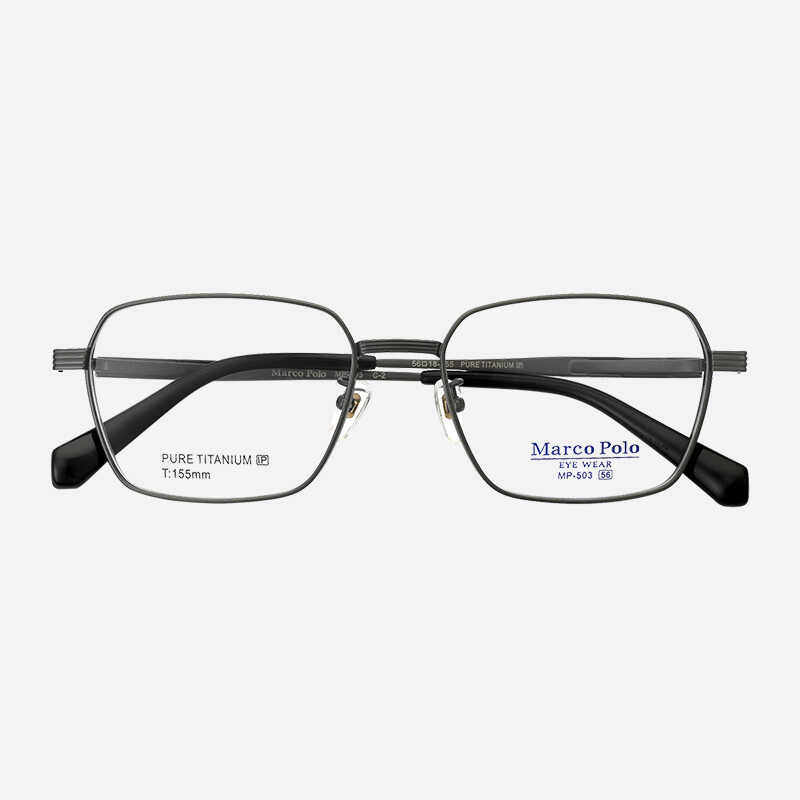 Marco Polo眼镜框男款纯钛超轻商务大脸超宽方框大尺寸眼镜架503
