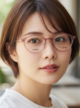 日本Chiyoko手工眼镜框女款纯钛超轻舒适小脸复古圆框眼镜架8116