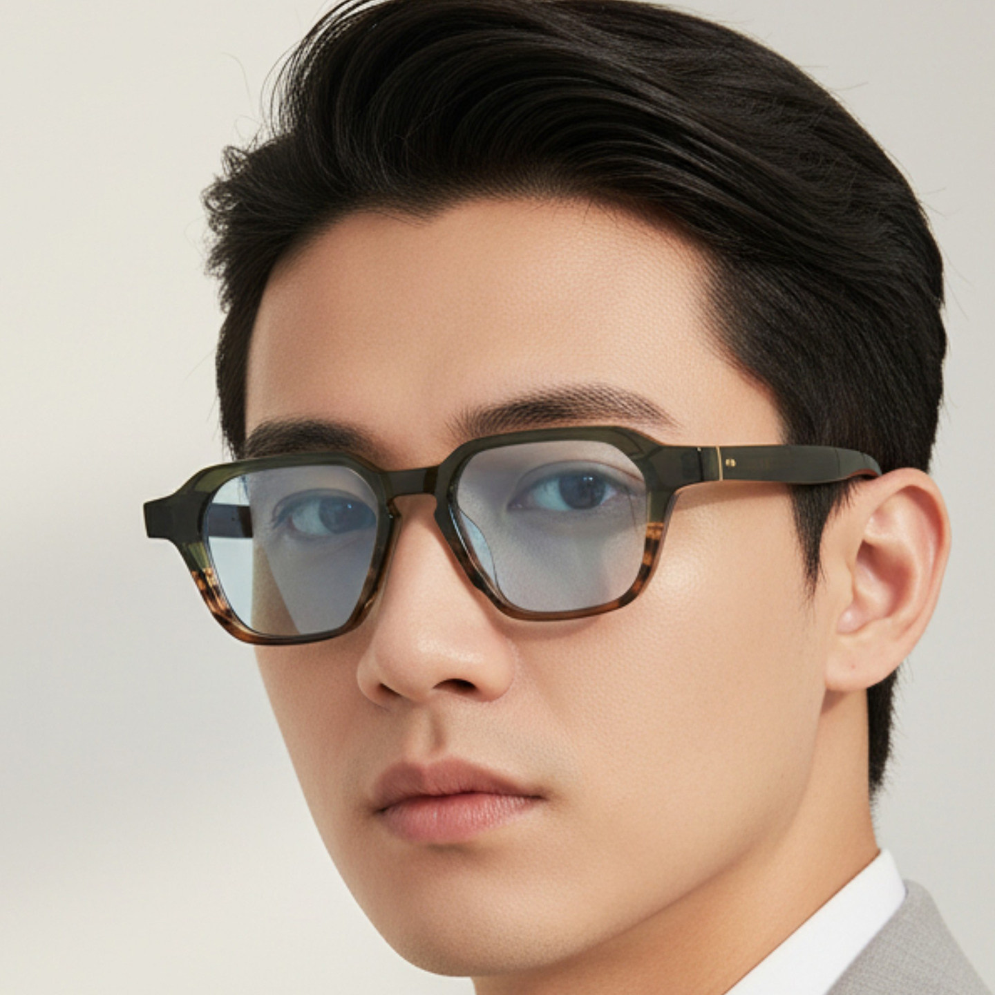 日本Chiyoko墨镜男女手工浅色防紫外线高级感时尚方框太阳镜1050