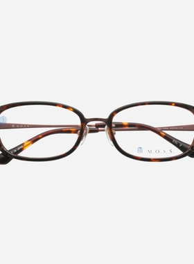 MOSS日本手工眼镜框女近视可配镜片纯钛复古琥珀色金边眼镜架09MA