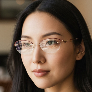 2160 日本CHARMANT夏蒙眼镜架半框纯钛超轻小脸猫眼线钛眼镜框女款