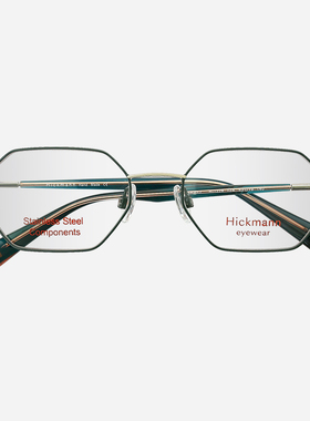 Hickmann海歌漫眼镜框女款多边形时尚复古大脸近视白色眼镜架1228