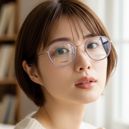 日本Chiyoko纯钛圆框女款眼镜框