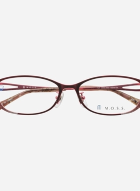 MOSS日本手工眼镜框女近视可配纯钛小脸超轻气质红色眼镜架06SA
