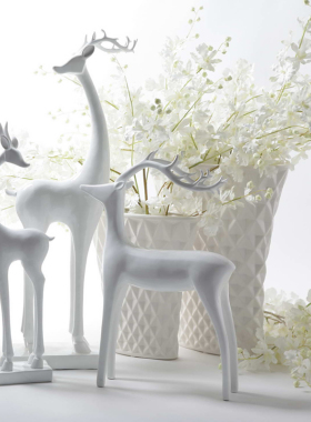 赏饰后鹿摆件花瓶树脂软装饰品