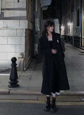 反季清仓韩版黑色毛呢外套女秋冬高级感宽松中长款呢子大衣