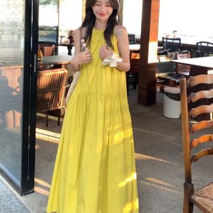 连衣裙女夏高级感气质显瘦海边绝美沙滩裙 泰国度假穿搭慵懒风无袖