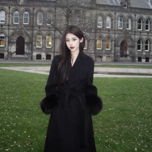 高级感韩系呢子大衣女2025秋冬新款 毛呢外套 小个子赫本风气质毛袖