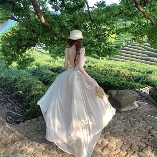 御姐风杏色蕾丝长款修身连衣裙婚礼礼服party风御姐性感露背长裙
