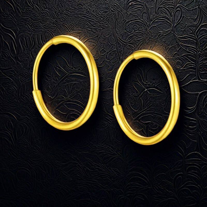 圆形光面18K黄金色耳圈耳环女耳饰精致优雅简约时尚极简男女通用