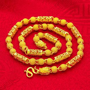 龙骨龙头18k黄金色项链橄榄竹节链男士链子霸气粗宽潮流男生