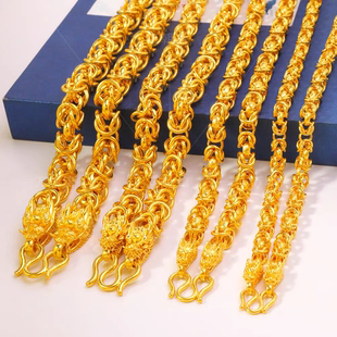 男款18K黄金色龙骨龙头粗项链大金链子霸气显粗轻奢金店款礼物