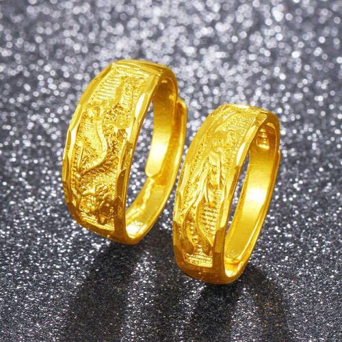 龙凤18K金雕刻可侣对戒