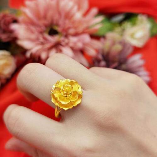 18K礼物调节戒指北欧金民族风