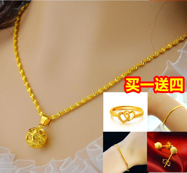 Transfer bead 18k gold Water ripples necklace new pattern clavicle Female models Pendant Bracelet Bracelet Ring Ear Studsin the Accessories/Fashion Jewelry, Necklace  category - from Buy2taobao.com to provide professional Taobao agent buy service