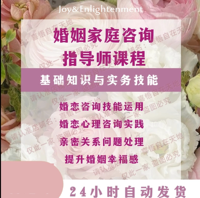 婚姻家庭咨询师培训视频家庭矛盾亲密关系婚恋情感心理咨询课程