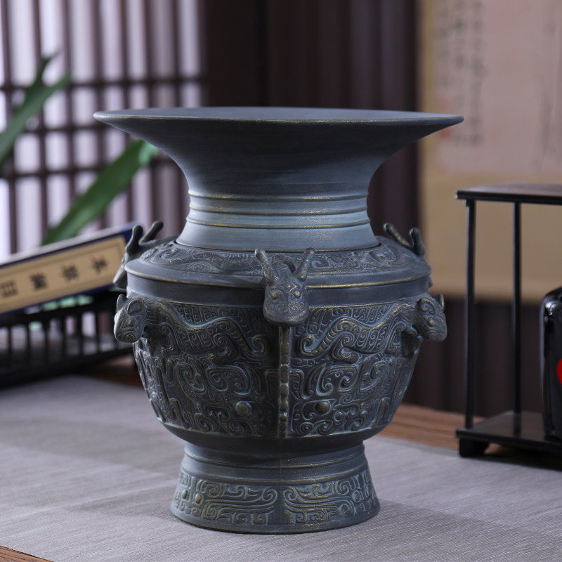 仿青铜器陶瓷酒瓶景德镇仿古密封