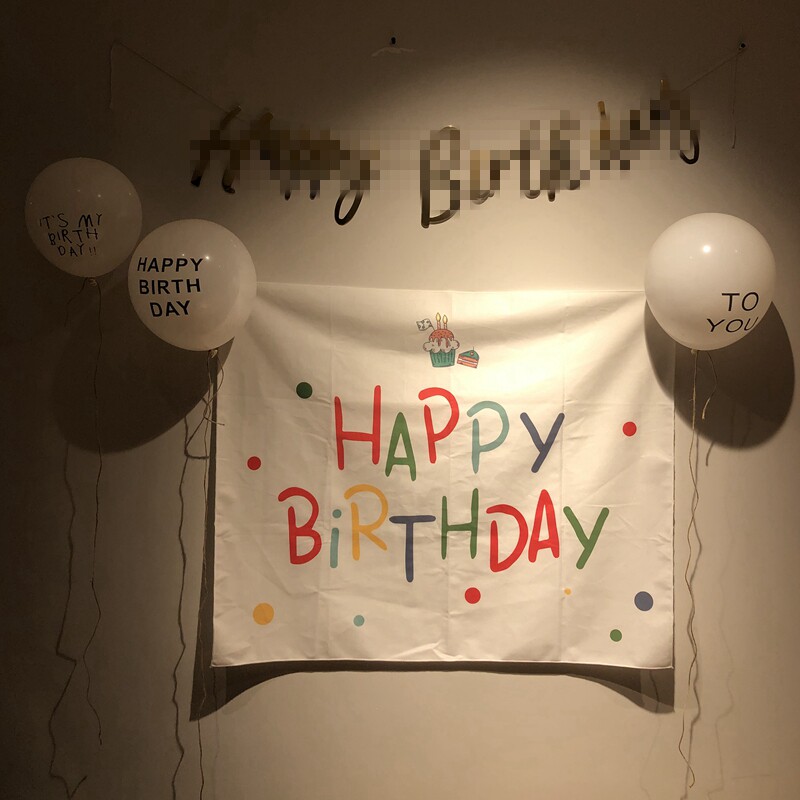 ins风韩国网红生日背景墙拉旗挂布 宝宝儿童派对布置装饰拍照道具